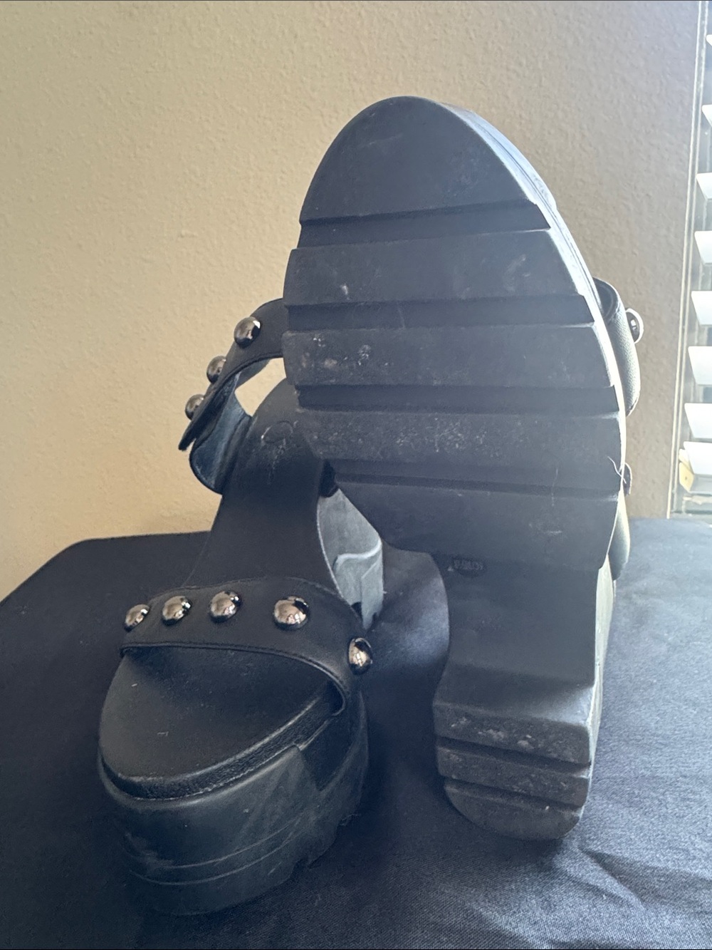 Black Studded Platform Sandals - Women - Picture 3 of 5